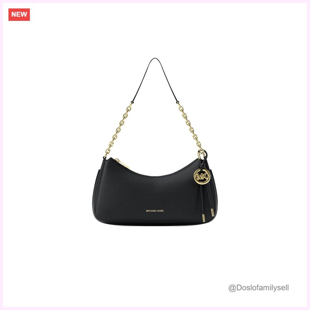 Medium Chain Pouchette Bag With Detachable Charm, Nubuck Leather